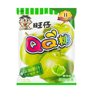 Want Want QQ Candy Green Apple Flavor - Chewy Gummy Jelly Snacks, 70g Bag