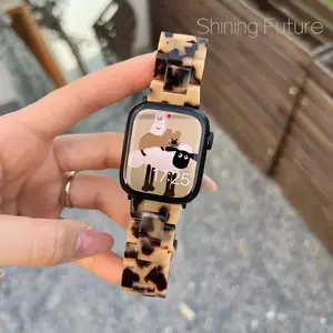 Luxury Resin strap for Apple Watch Ultra 2 Band 49mm 45mm 46mm 41mm 40mm 44mm 38mm 42mm Link bracelet iwatch series11 10 9 7 8 6 se 5 4 3 Smartwatch Strap