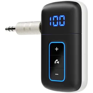 5.3 Receiver for , [LED Screen] [Noise Cancelling] 3.5mm AUX  Adapter,  Audio Receiver for Wired Headphones/ Stereo/Speaker,  Playing, Hands-Free Call