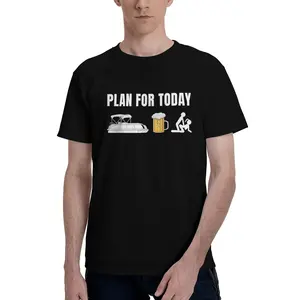 Plan For Today Pontoon Boat Beer Adult Humor T-Shirt Funny Boating Tee