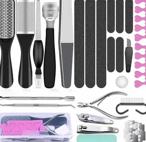 Pedicure Tools for Feet, 30 in 1 Foot Scrubber Manicure Kit for Women Men, Stainless Steel Foot File Foot SPA, Professional Callus Remover Skin Tag, Included Nail Toenail Clipper File Foot Rasp
