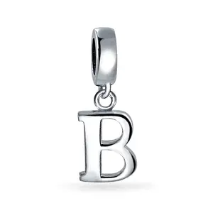 Initial Alphabet Bead Charm Sterling Silver A-Z for European Bracelet