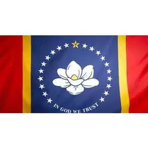 Mississippi Sticker - Flag Design with 'IN GOD WE TRUST' Text and Symbolic Elements
