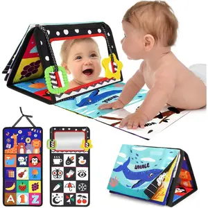 Tummy Time Toys - Black and White High Contrast Baby Toy  Newborn - Baby Visual Stimulation Mirror - Montessori Sensory Crinkle Toy  Infant 0-3-6-12 Months - Boy Girl Shower Gifts