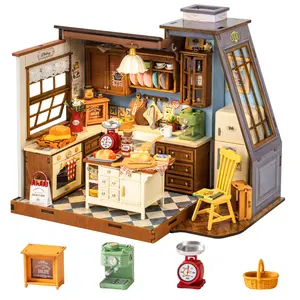 Rolife DIY Miniature House Kit Dollhouse Kit for Adults Mini Tiny House Kit with Furniture Building Model Kit Crafts Creative Gift for Boys Girls (Baking Kitchen)
