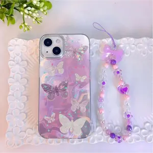 Dreamy Flower Sweet Chain Case For Realme C61 C75X C75 C55 Realme Note 70 70T 60 60X 50 C15 C12 C53 P3 Lite C51 C25 C25S C63 14 15 Pro 14T 15T C71 Cartoon Chain Girl Flash Phone Cover Cases