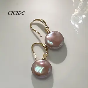 Natural Freshwater Purple Baroque Pearl Earrings Full-bodied Temperament Premium Daily Wear Christmas Gifts