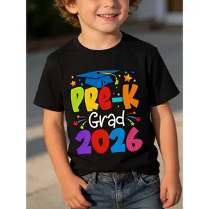Pre-K Grad 2026 Shirt for Boys & Girls - Class of 2026 Preschool Graduation Outfit |   100% Cotton Soft Breathable Kids T-Shirt with Preschool Diploma Print |   Last Day of School Gift Suitable for Toddlers, Boys & Girls, Machine Washable (3-13Y)