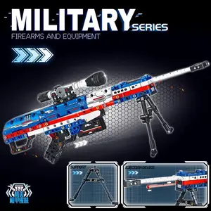The prime AK 47 building block gun can fire boys to assemble the Barrett sniper rifle to assemble children's puzzles