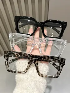 Elegant Square Frame Mirrors for Women, 1-3 Pairs, Perfect for Office, Back-To-School, Watching TV, Style, Leopard Pattern Eyeglasses, Stylish Square Frames