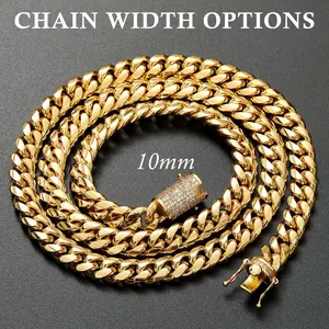 18K Vacuum-gold Plated Miami Cuban Link Chain Hip Hop Jewelry Necklace or Bracelet with 5A+ Canada Zircon Fashionable Accessory Valentines Birthday Gift for GF Men Women unisex Monaco Mexico & Micro Promise chains For Husband Boyfriend