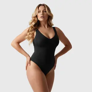 Shevee Invisible Thong Bodysuit Fajas Colombianas for Women Tummy Control Shapewear Jumpsuit Sculpting Body Shaper Breathable Camisole Leotard All Day Comfort Daily Essential Invisible Foundation womenswear Sculpting Bodysuit