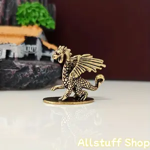 Brass Demon Dragon-Pterosaur Mini Resin Figure, Distressed Tea Pet, Small Home Decor Craft Ornament, Mini Resin Figures