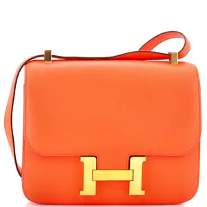 Pre-owned HERMÈS Leather Shoulder Bags Hermes Constance Bag Evercolor 24 by Rebag
