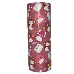 Squishmallow Inspired 20oz Stainless Steel Tumbler with Squishmallow Design includes lid and straw