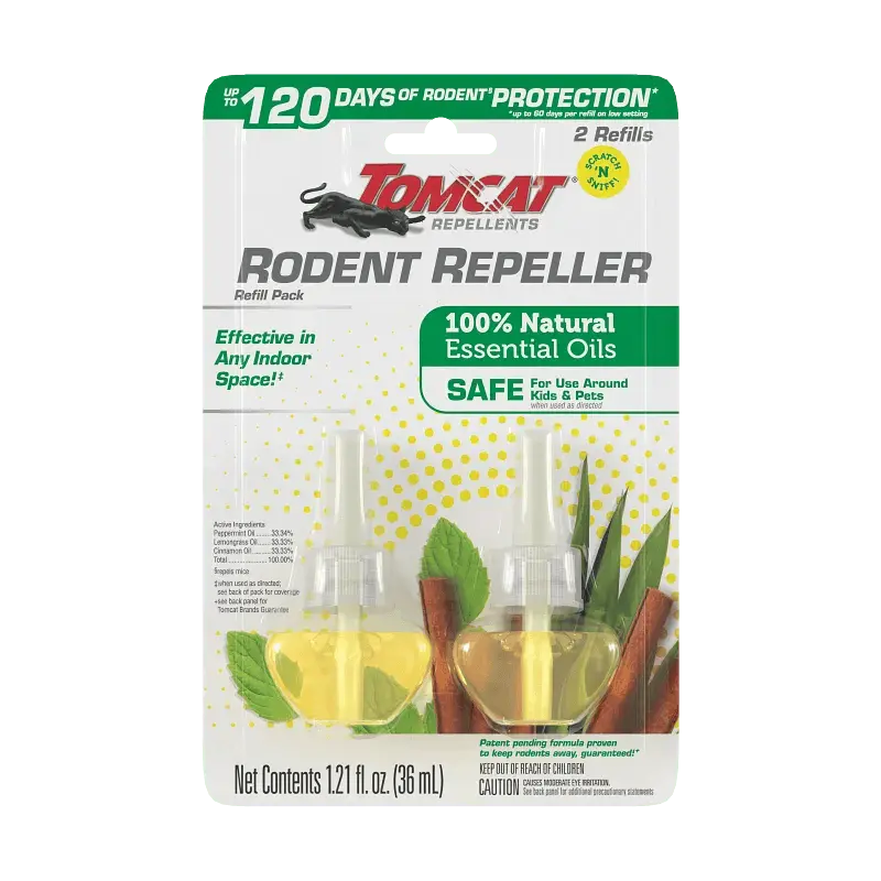 Tomcat Repellents Rodent Repeller - Indoor Essential Oil Plug-In Mouse Repellent, 1 Warmer & 1 Refill