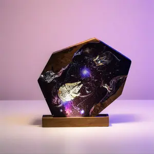 Custom Astronaut & Galactic Spaceship Resin Diorama, Arte.mis II Mission Inspired Ornament, Deep Space Interstellar Figurine, Artisan Wood Desk Decor