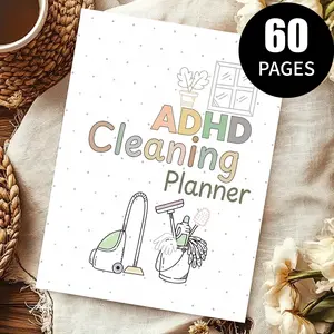 ADHD Cleaning Notebook, 60-page Chore Tracker! Made for neurodivergent folks, it includes daily schedules, weekly checklists, monthly deep-clean plans & family chore charts. Break chores into small, actionable steps and say goodbye to messy spaces!