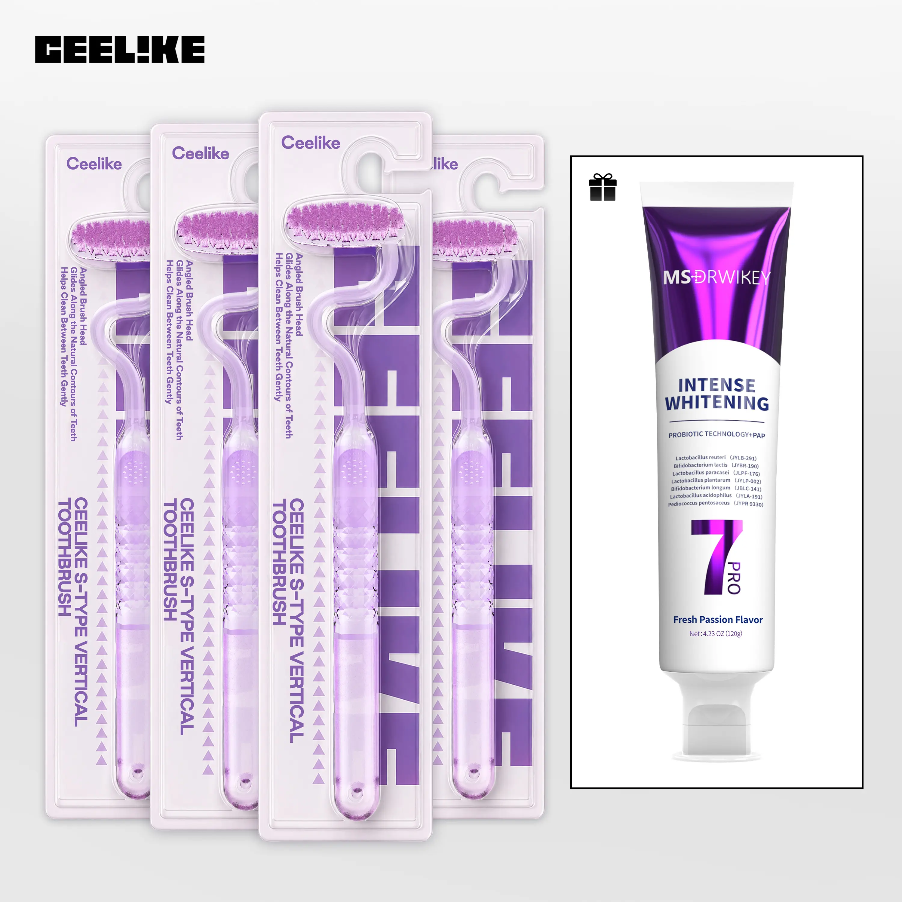 CEELIKE S-Type Vertical Toothbrush | Ultra-Fine Soft Bristles for Deep Oral Cleaning