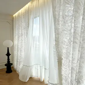 French Romantic Floral Hollow Lace Sheer Curtain | Classic French Vintage Charm Dreamy Light & Privacy 2 Panel