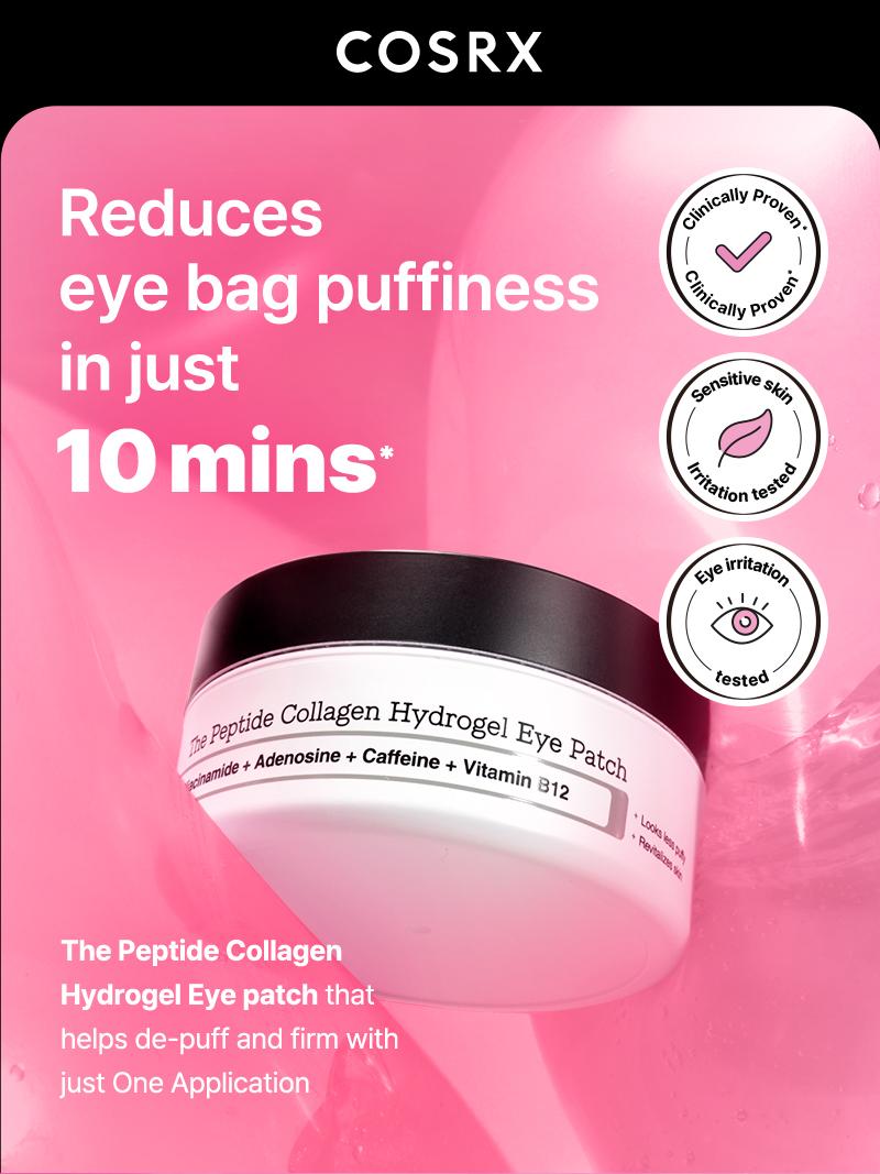COSRX The Peptide Collagen Hydrogel Eye Patch 60 Patches Reduce Puffiness Hydrate Under-Eye Bags in 10 Minutes