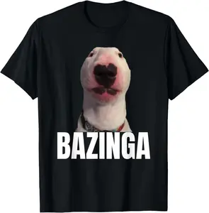 Men's gifts funny graphic Casual Cotton shortsleeve tees Bazinga Funny Cringe Meme Dog GenZ Trendy Teenager Slang T-Shirt