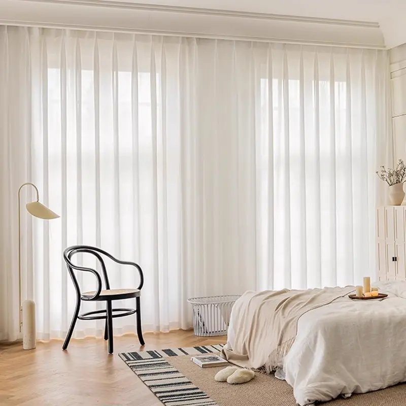 2 Pieces Transparent Sheer Curtains, Balcony Bedroom Window Drapes, Curtain For Windows, Home Decoration Curtain, Sun Blocking Heat Insulation Privacy Protector, Thermal Insulated Curtain, Home Decorative Curtain