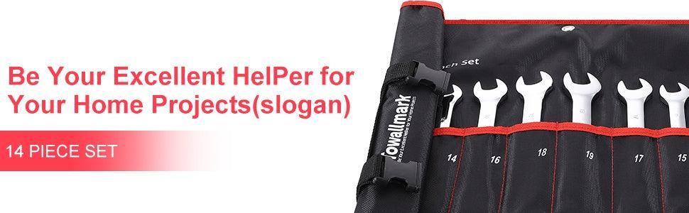 GARVEE 14 Pieces Ratcheting Wrench Set with Fixed Head Combination Wrenches, Metric 6-19mm, Chrome Vanadium Steel, Storage Bag Included