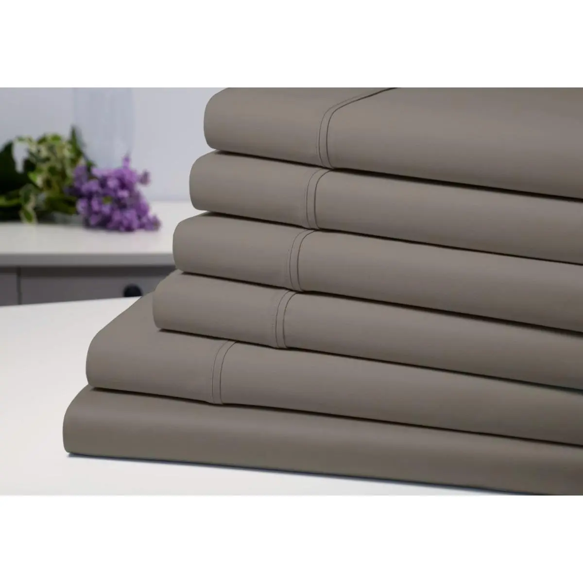 212 MAIN Queen 6-Piece Solid Bamboo Blend Microfiber Mix Sheet Set - Silky Fitted, Soft Breathable, Bamboo Cooling, Natural Luxury Wrinkle-Free Grey Bedding, Silky Fitted Sheet, Soft Breathable Sheet