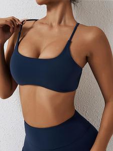 women's criss cross backless sports bra, solid color quick drying breathable comfortable sports bra, ladies sportswear for indoor outdoor wear, activewear