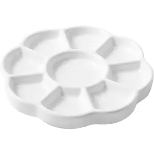 5" Porcelain Watercolor Palette - Plum Blossom Ceramic Artist Paint Palette with Mixing Tray for Painting and Craft Projects