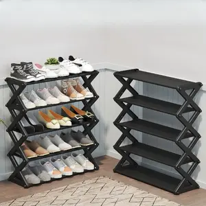 5-Tier Easy Assembly Shoe Rack, Shoe Display Rack, Space-Saving Storage Organizer for Home, Dorm, Rental, Entryway, with Handle for Convenient Access
