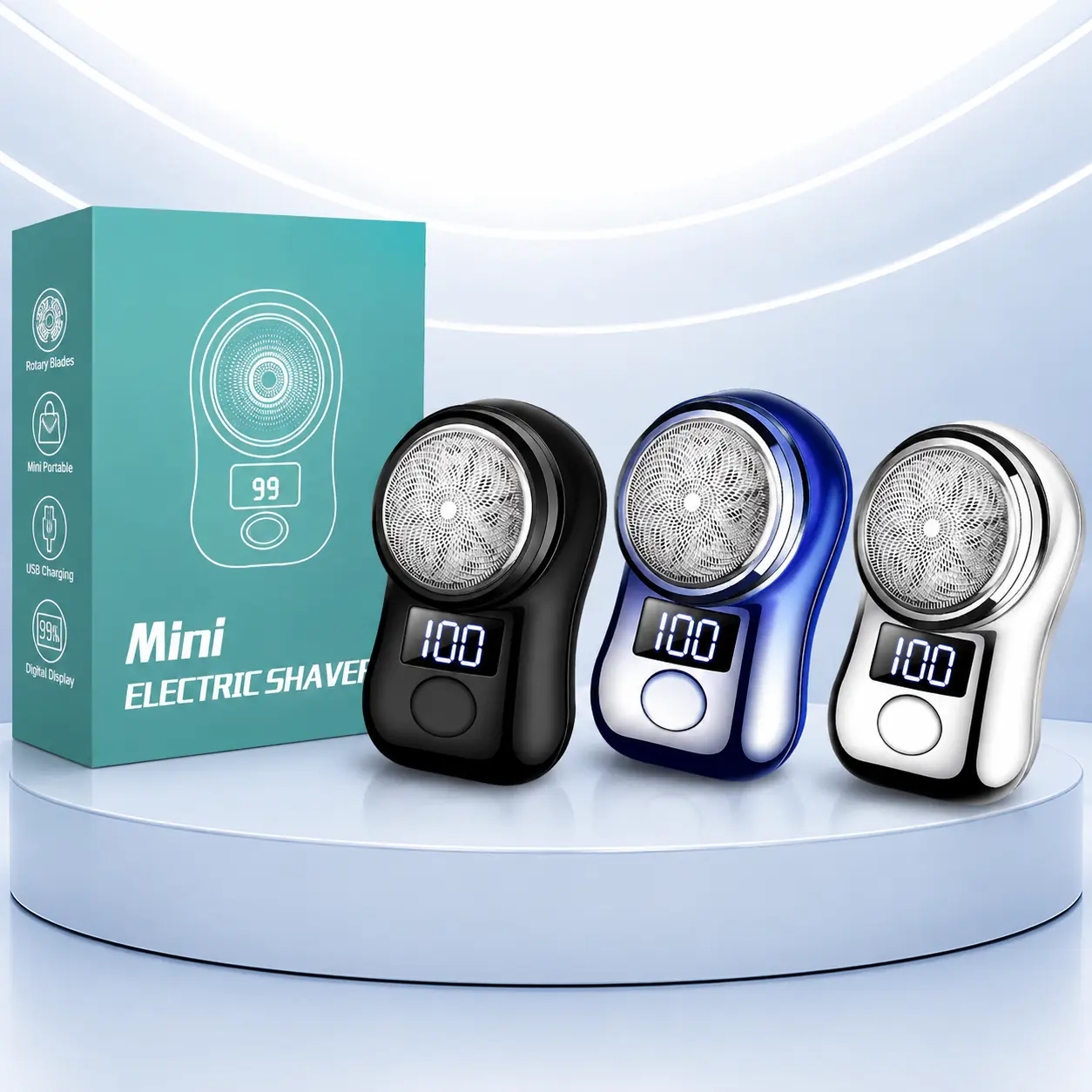 Men's Portable Electric Shaver with USB Rechargeable, Digital Display Mini Travel Razor, Compact Cordless Beard Trimmer, Smooth Close Shaving Tool, Perfect Gift for Husband Dad Boyfriend