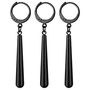 OIDEA 3-Piece Stainless Steel Anime Zoro Cosplay Character Earrings, Black Hoop Dangle Drop Earrings for Men