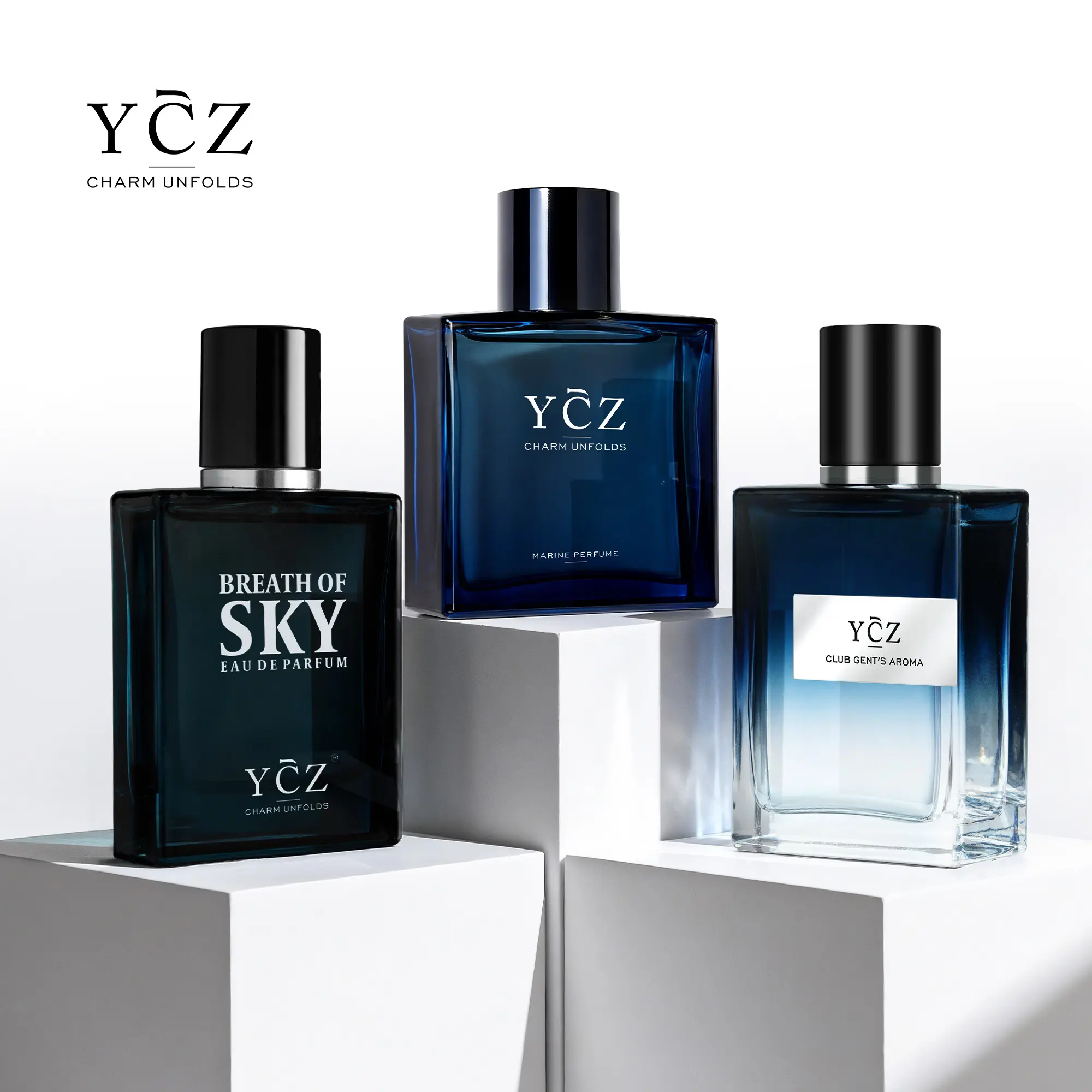 YCZ Men's Mystic Allure Collection Fragrance Set |YCZ Club Marine & Breath of Sky Eau De Cologne Gift Box with Long Lasting Light Scent for Any Occasion Perfume Gift Sets Perfume Sample Set#Summervibes|Father's Day Gifts