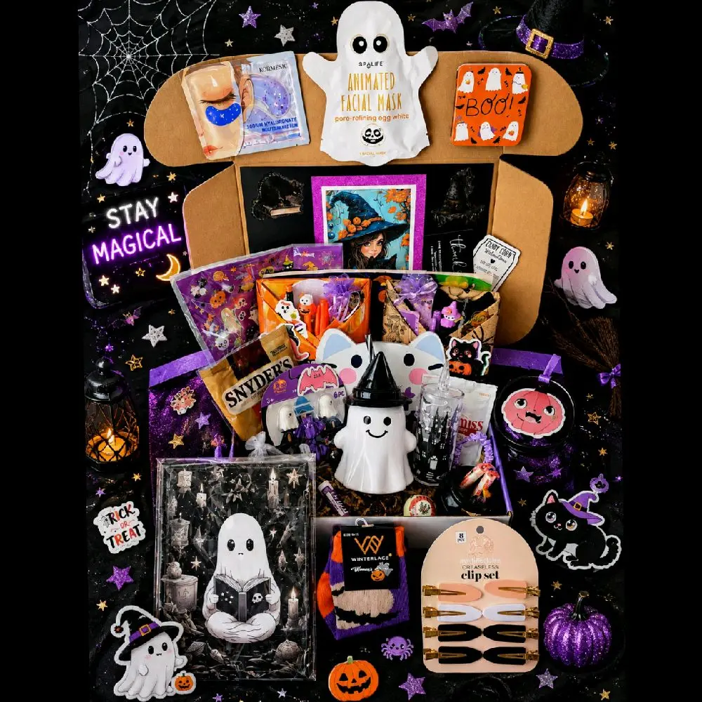 Lil' Monsters Book Box - Spooky Halloween Blind Date with a Book Box for Kids, Gift Idea Kids: Includes New Book, Plastic Halloween Tumbler, Face Mask, Bath Bomb, Socks, Book Sleeve, Pen, Highlighter, Halloween Decor Item, Stickers, Coloring Book