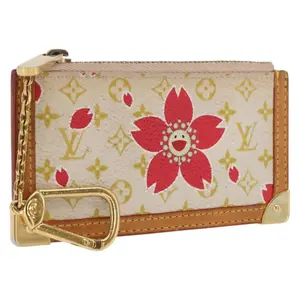 Pre-owned Louis Vuitton FINAL SALE Small Leather Goods Takashi Murakami Cherry Blossom Monogram Key Pouch