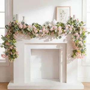 66.93 Inch Eucalyptus Cherry Blossom Vine Hanging Decor, 60 Heads Artificial Vine for Room Party Home Wedding Birthday Christmas