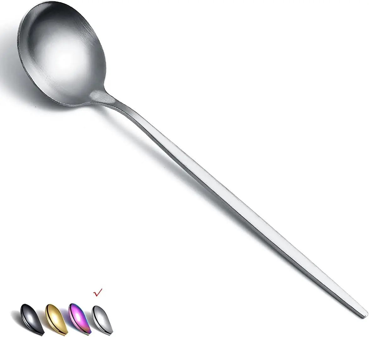 Matt  6 count Stainless Steel Tablespoons, Soup & Dessert Spoons - 8.1 Inch, Dishwasher Safe