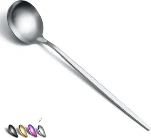 Matt  6 count Stainless Steel Tablespoons, Soup & Dessert Spoons - 8.1 Inch, Dishwasher Safe