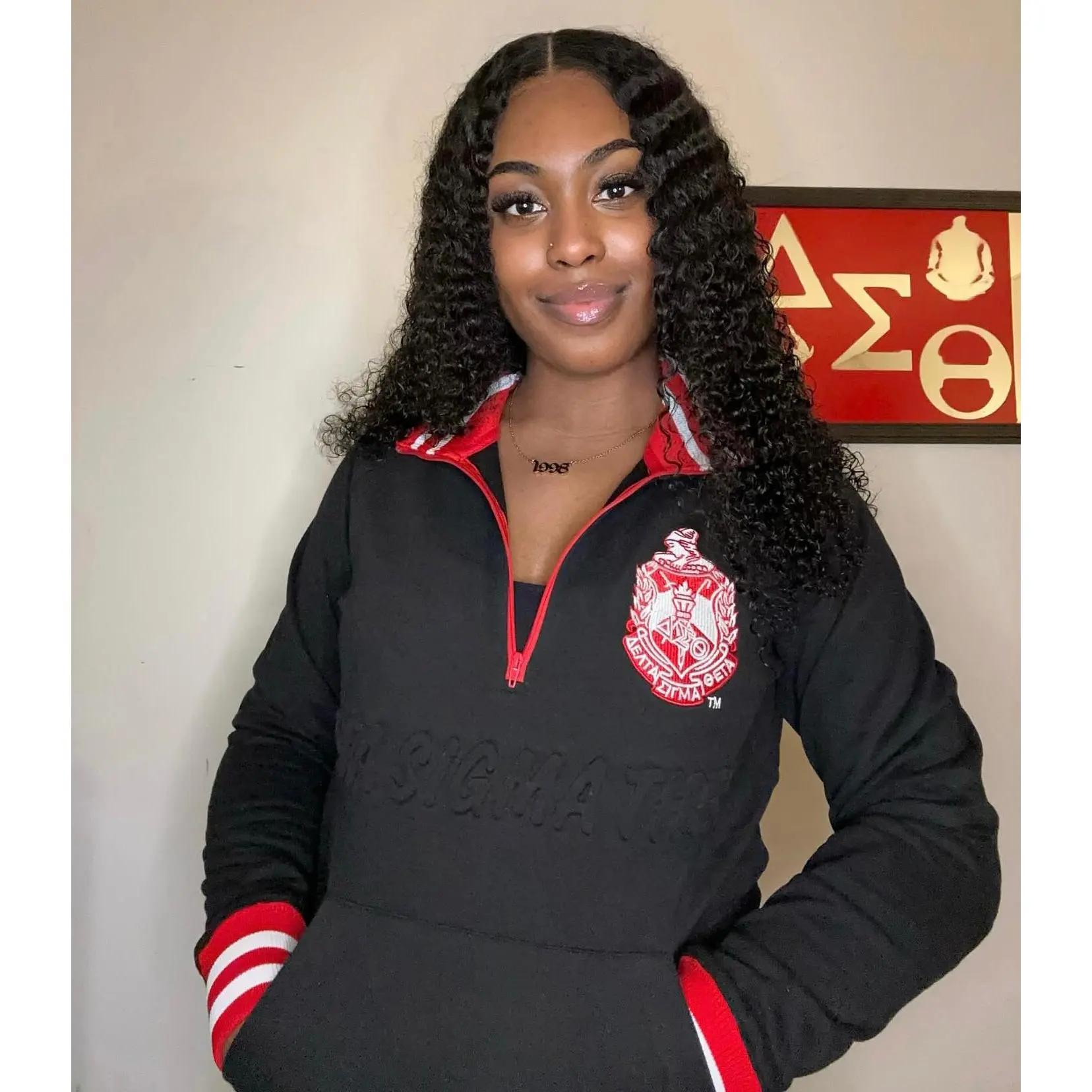 Delta Black Quarter Zip Sweatshirt Unisex