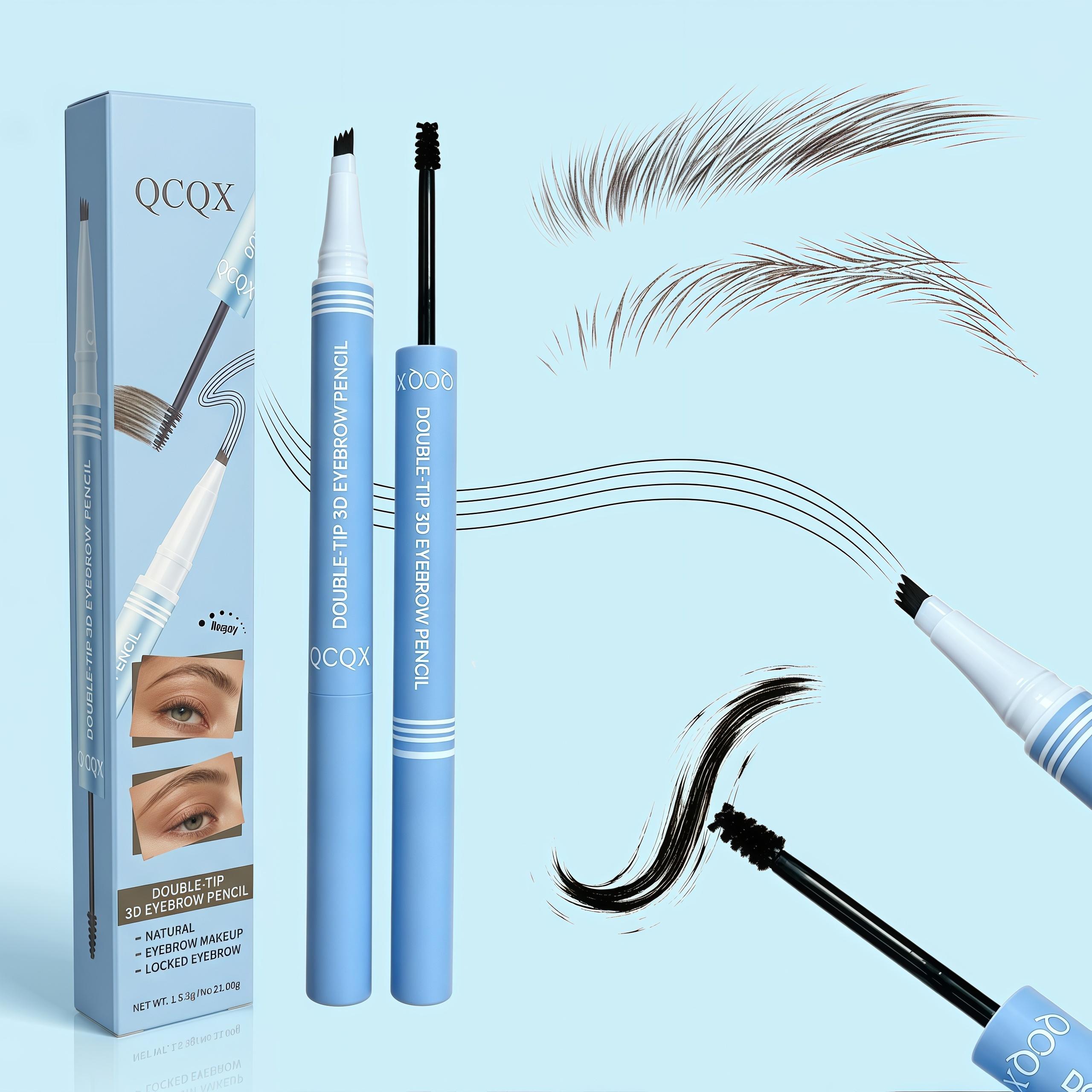 【QCQX】Waterproof 2-in-1 Micro-Fork Eyebrow Pen & Tinted Gel — Long-lasting brow tool for natural, hair-like strokes; includes brow shaping brush; essential makeup tool and accessory.