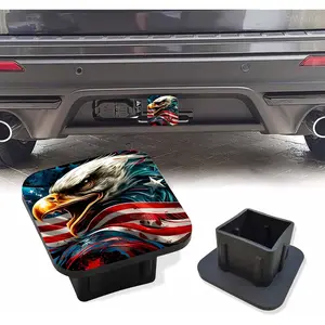 Trailer Hitch Cover, Patriotic Bald Eagle American Pride Flag Hitch Cover Rubber Towing Hitch Plug Covers, Square 2 Inch Receiver Tube Plug Cap for Trucks Cars SUVs