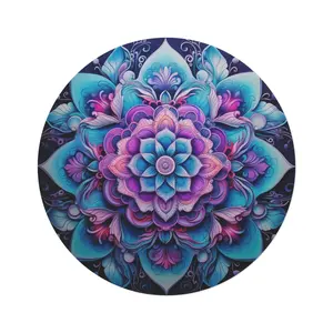Mandala Round Rug, Blue and Purple, 60"