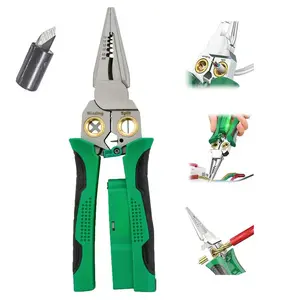 8-in-1 Wire Stripper & Twister Tool – Multi-Function Cable Cutter Pliers with Voltage Tester (12V–250V AC/DC), Live/Null/Hot Wire Detection, Audible & LED Alarm Indicator