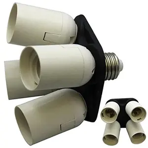 BlueDot Trading Photo Lamp Bulb Holder 1 to 4 Lamp Bulb Holder Socket Head Converter (Black/White)