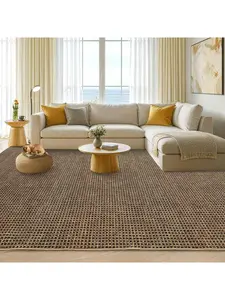 grey10*13ft(-Area Rugs, Washable Living Room Rugs Boho Non-Slip Dining Room Rug Soft Ultra Thin Waffle Print Large Bedroom Rugs Indoor Floor Carpet For Living Room Bedroom Dining Room, Light Grey/Gray/Brown