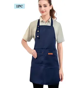 Vintage Workwear Apron with Adjustable Metal Buckle Straps, Large Tool Pockets, Durable Fabric, Kitchen Cooking Aprons, Suitable for Professionals and Home Use