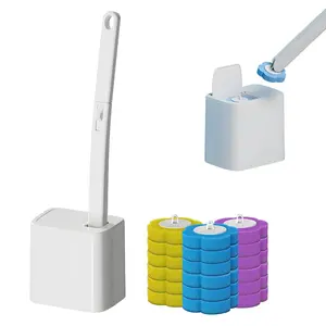 2026 Disposable Toilet Brush and Holder Set, Disposable Toilet Bowl Cleaning System with Aromatherapy Refills, Cleaning Wand with Storage Case & Scented Tabs (Ocean, Lemon & Lavender)