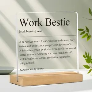 Office Decor Sign for Work Friends, Perfect for Cubicle or Desk Decoration, Fun Gift for Female Colleagues and Employees, Wooden Decor, Office Home Decor, Desk Signage Decoration